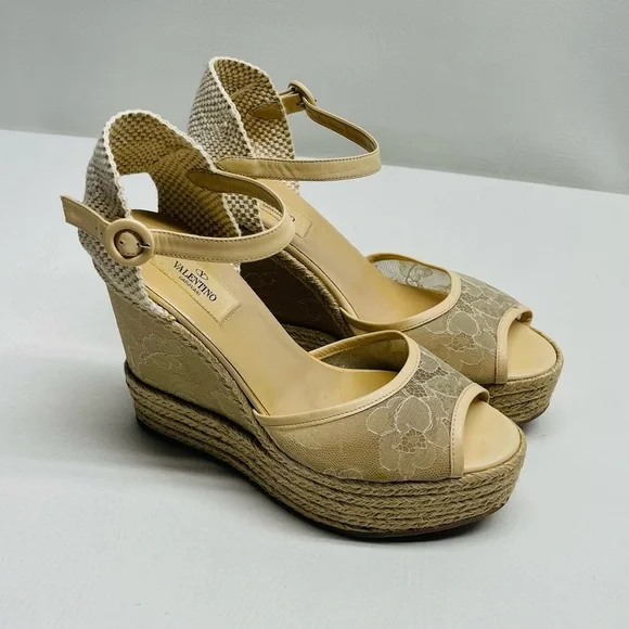 Valentino Lace Platform Wedges size 40/ 9 - Picture 1 of 12